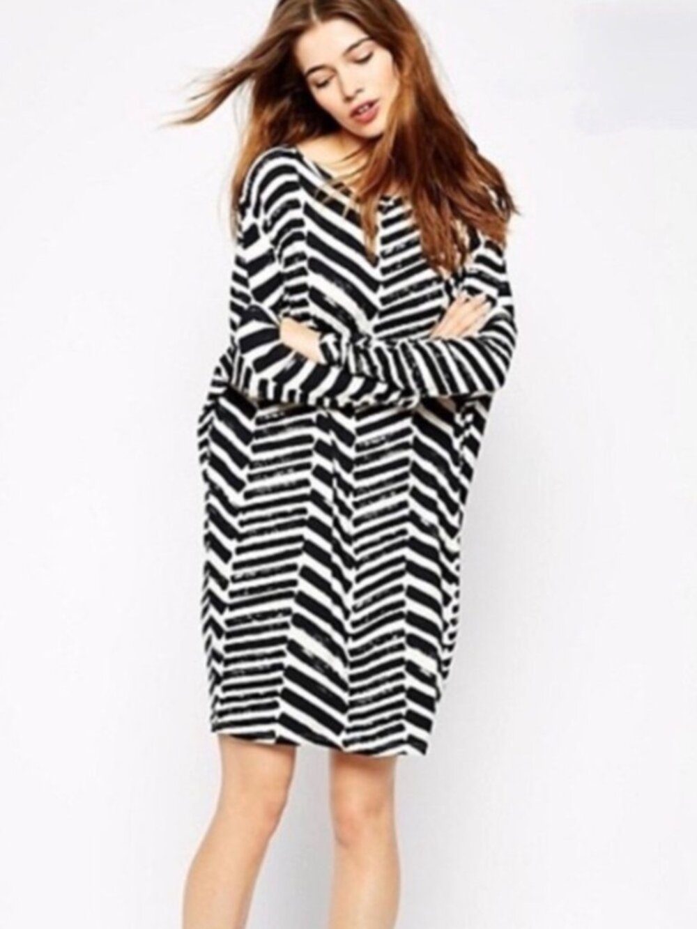 Ganni Anthropologie Jessica Brushstroke Tunic Dress Jersey Sz M Dolman Artsy